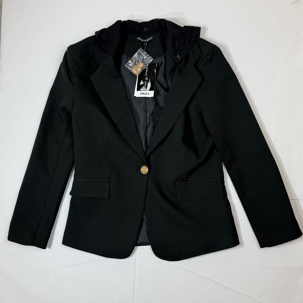Attitude Unknown Blazer With Removable Hood Black Size S